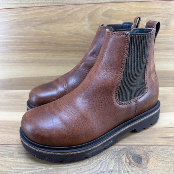 Birkenstock Highwood Chelsea Boots Womens 5 N EU 36 Chocolate Brown Leather - Picture 1 of 11